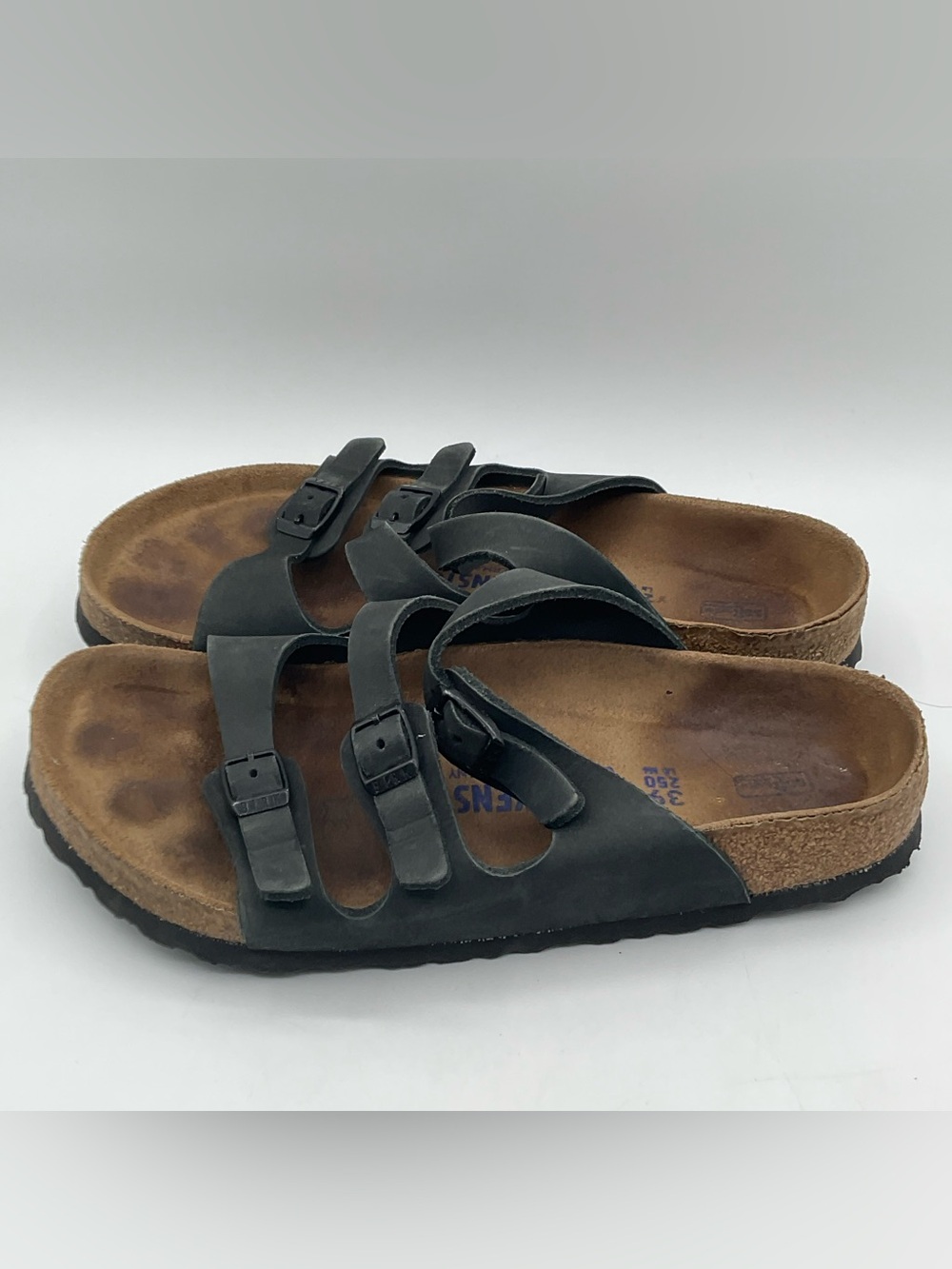 Birkenstock Florida Women’s EU 39 Black Leather Triple Strap Sandals Germany